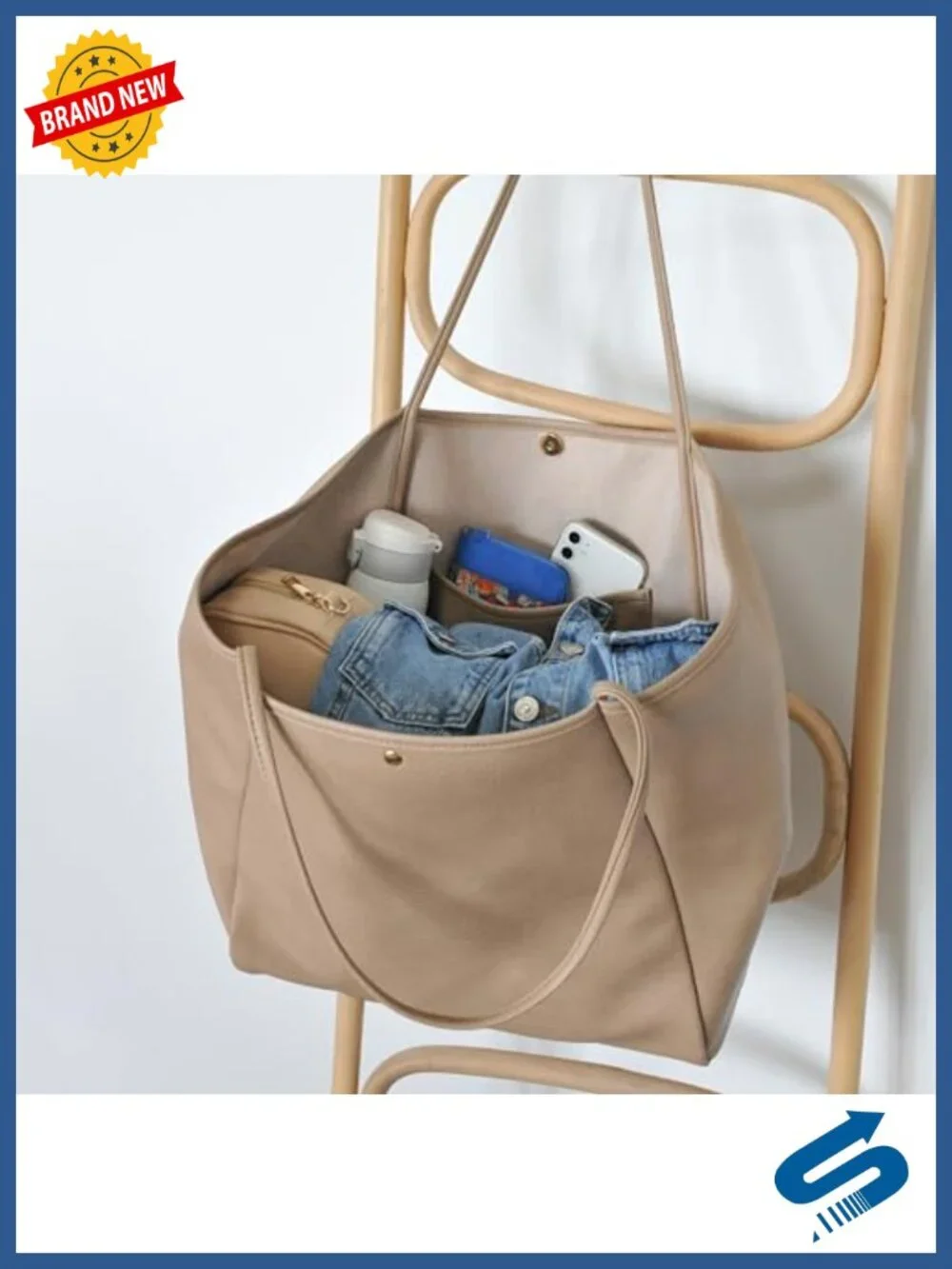 Oversize Pu Leather Tote Women Weekender Bag Shopper Handbag Travel Purse